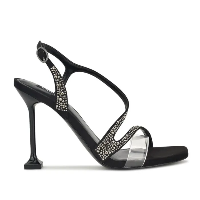 Nines Strappy Heeled Sandals Black Crystal Women Nine West Heels