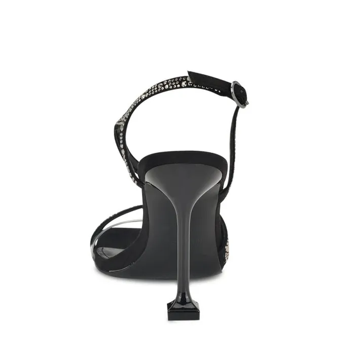 Nines Strappy Heeled Sandals Black Crystal Women Nine West Heels Nines Strappy Heeled Sandals Black Crystal Women Nine West Heels