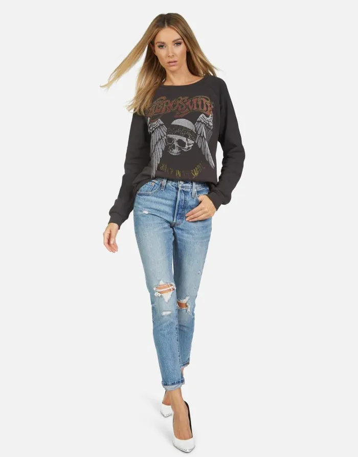 Noleta X Aerosmith Skull Onyx Women Lauren Moshi Long Sleeve