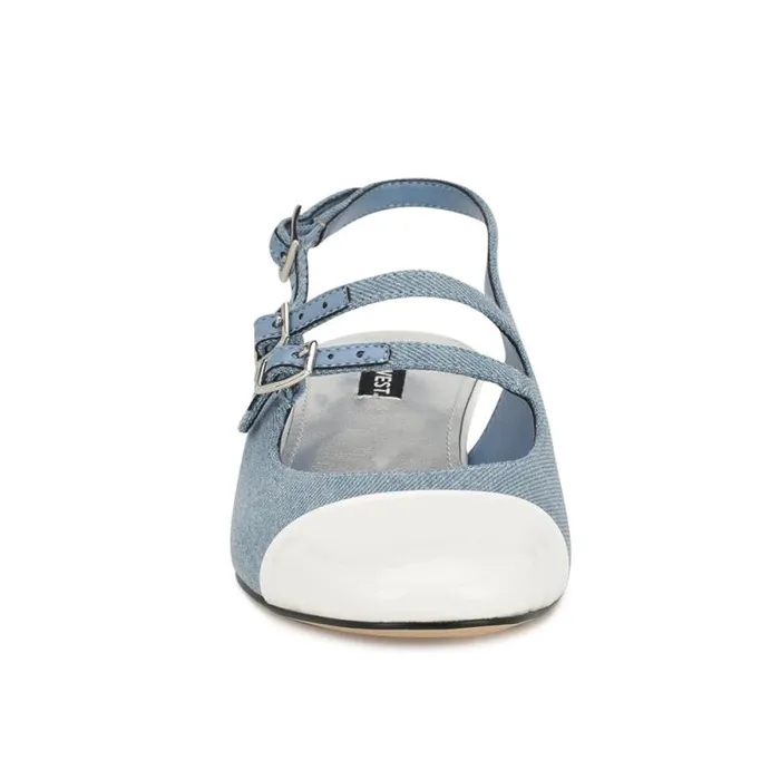 Norah Cap Toe Mary Jane Slingbacks Denim Women Nine West Heels
