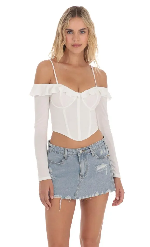 Off Shoulder Corset Top White Women LUCY IN THE SKY Tops
