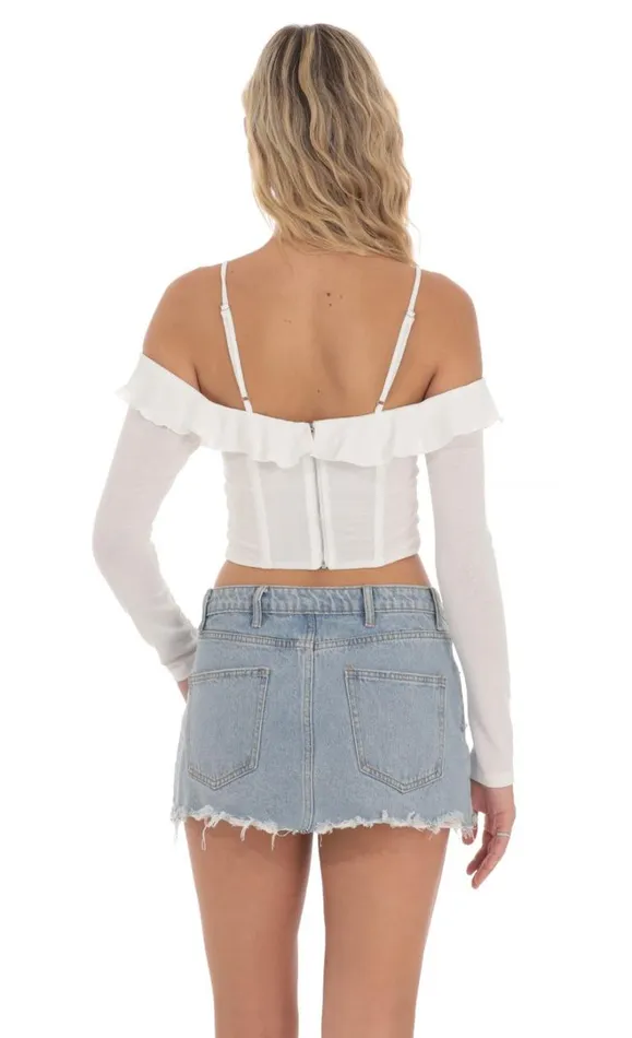 Off Shoulder Corset Top White Women LUCY IN THE SKY Tops Off Shoulder Corset Top White Women LUCY IN THE SKY Tops
