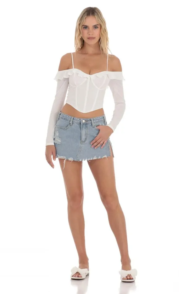 Off Shoulder Corset Top White Women LUCY IN THE SKY Tops Off Shoulder Corset Top White Women LUCY IN THE SKY Tops