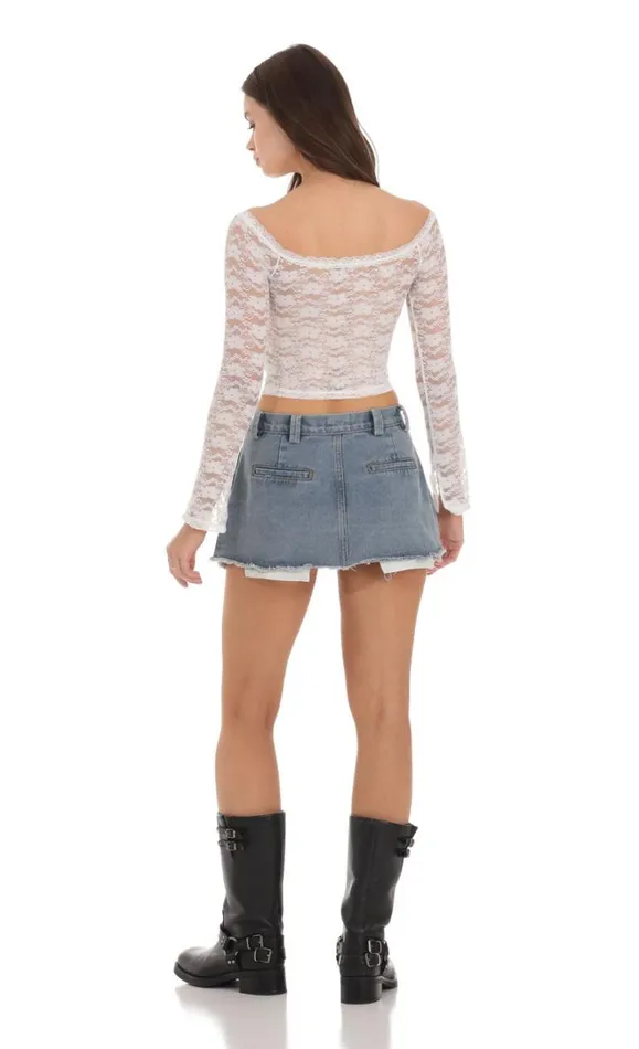 Off Shoulder Lace Top White Women LUCY IN THE SKY Tops Off Shoulder Lace Top White Women LUCY IN THE SKY Tops