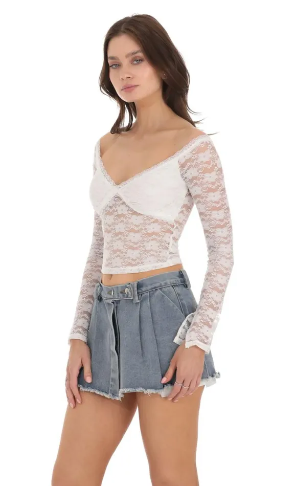 Off Shoulder Lace Top White Women LUCY IN THE SKY Tops Off Shoulder Lace Top White Women LUCY IN THE SKY Tops