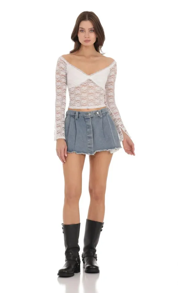 Off Shoulder Lace Top White Women LUCY IN THE SKY Tops Off Shoulder Lace Top White Women LUCY IN THE SKY Tops