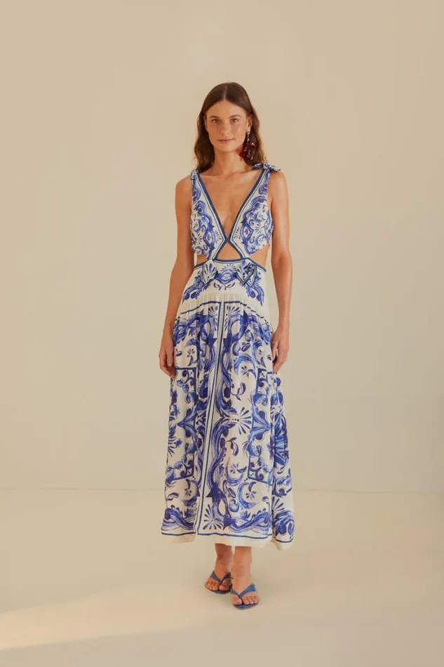 OffWhite Garden Tiles Maxi Dress Women FARM Rio Maxi Dresses