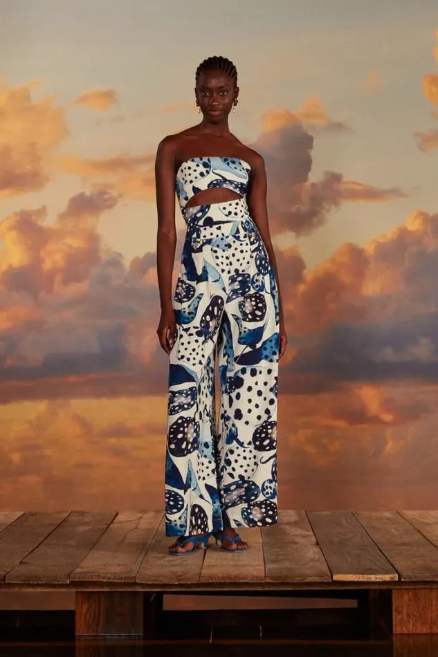 OffWhite Mantas Strapless Maxi Jumpsuit Women FARM Rio Jumpsuits