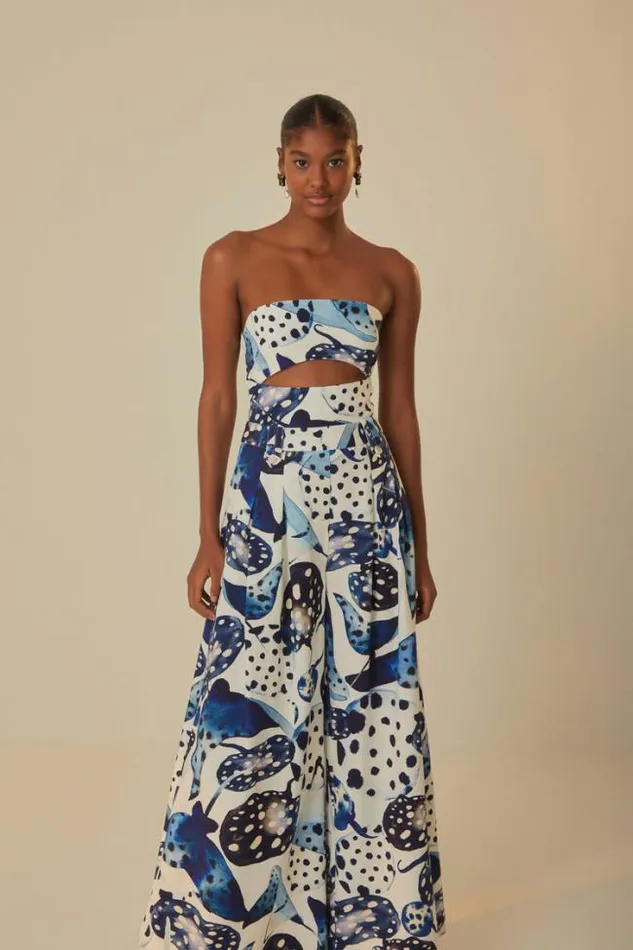 OffWhite Mantas Strapless Maxi Jumpsuit Women FARM Rio Jumpsuits