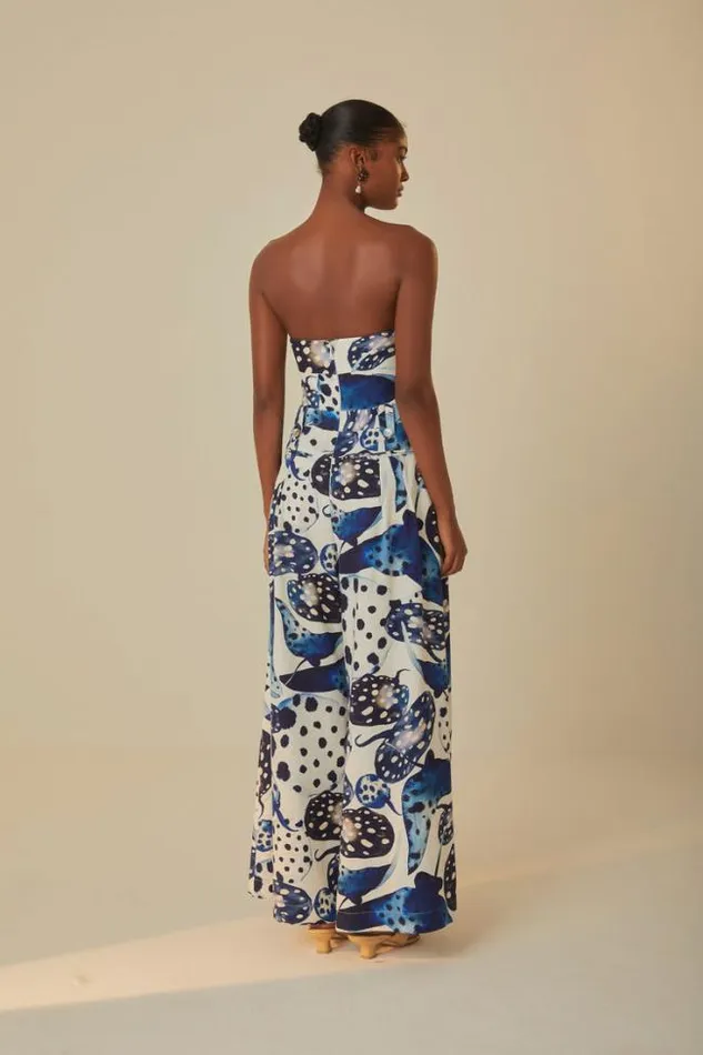 OffWhite Mantas Strapless Maxi Jumpsuit Women FARM Rio Jumpsuits