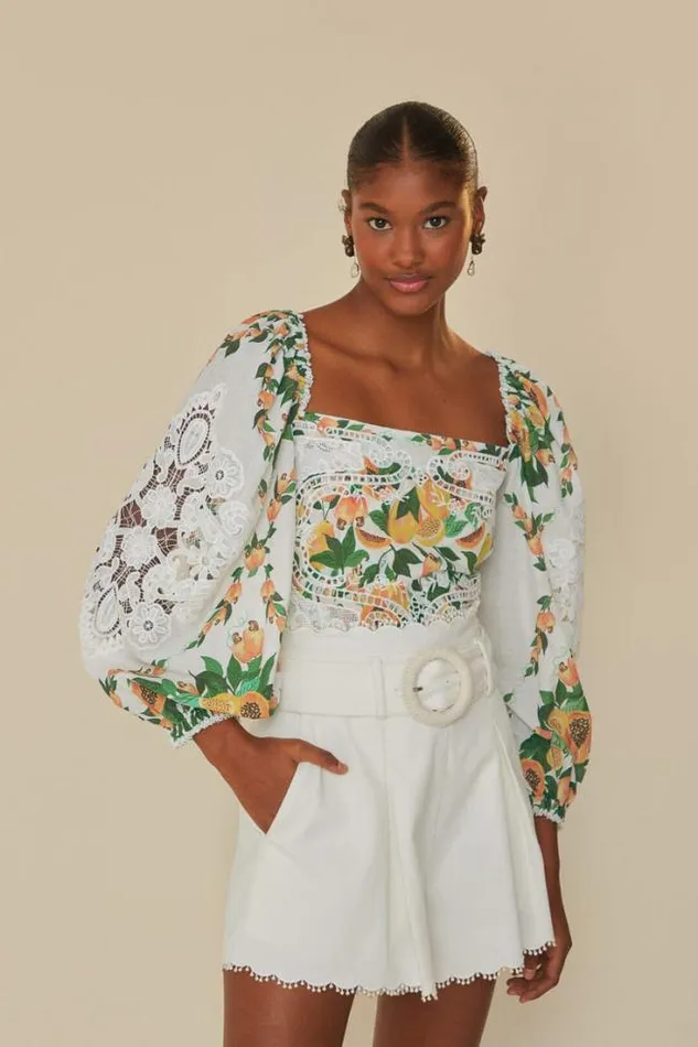 OffWhite Papaya Salad Blouse Women FARM Rio Blouses