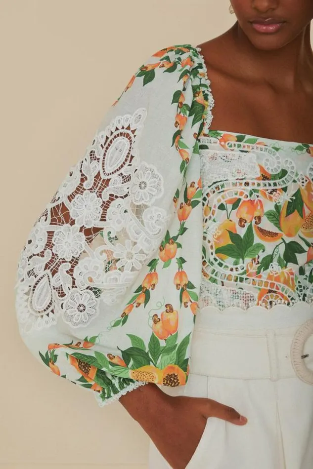 OffWhite Papaya Salad Blouse Women FARM Rio Blouses