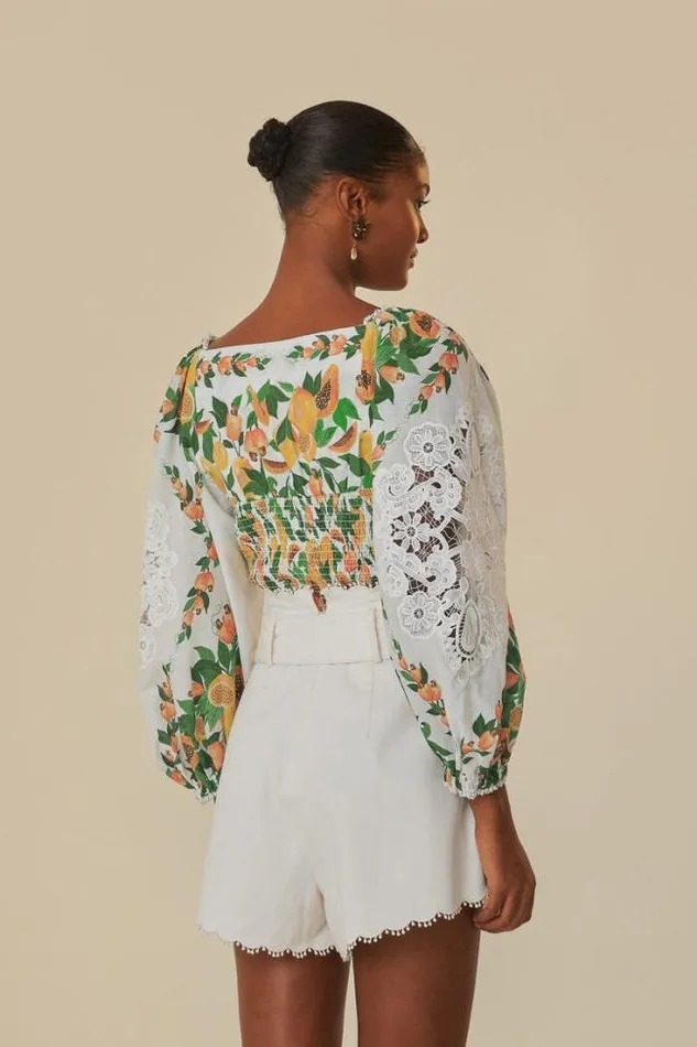 OffWhite Papaya Salad Blouse Women FARM Rio Blouses