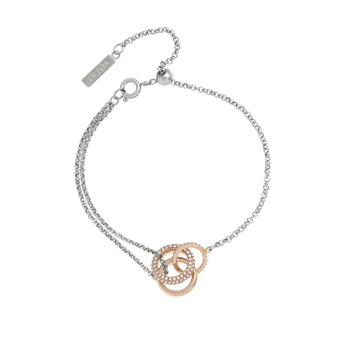 Olivia Burton Bracelets Women Entwine Silver and Rose Gold Bracelet