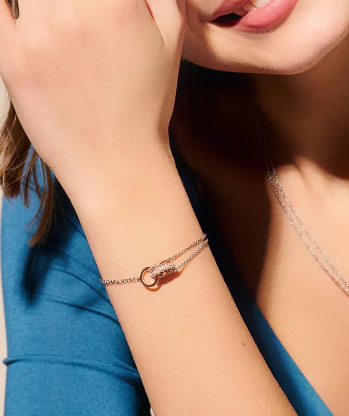 Olivia Burton Bracelets Women Entwine Silver and Rose Gold Bracelet