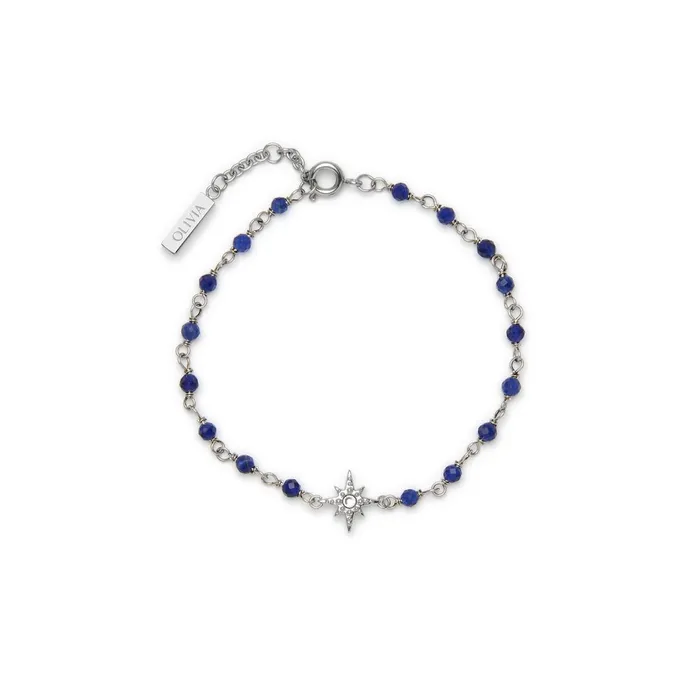 Olivia Burton Bracelets Women North Star Blue and Silver Tone Beaded Charm Bracelet