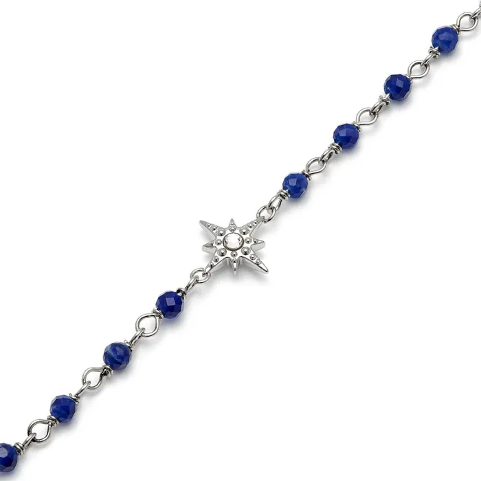 Olivia Burton Bracelets Women North Star Blue and Silver Tone Beaded Charm Bracelet
