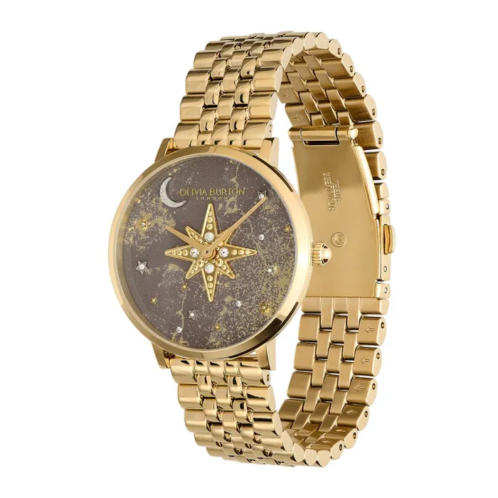 Olivia Burton Celestial Watches Women 35mm Nova Slim Mushroom and Gold Bracelet Watch