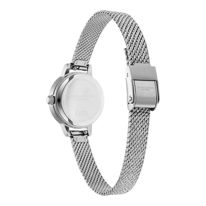 Olivia Burton Classic Watches Women 23mm Mini White and Silver Mesh Watch