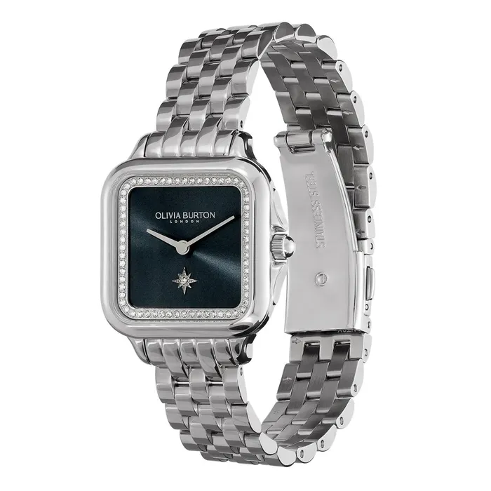 Olivia Burton Classic Watches Women 28mm Grosvenor Blue and Silver Bracelet Watch