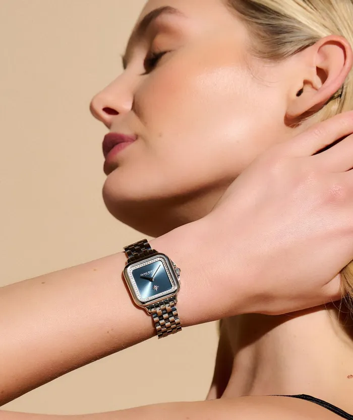 Olivia Burton Classic Watches Women 28mm Grosvenor Blue and Silver Bracelet Watch