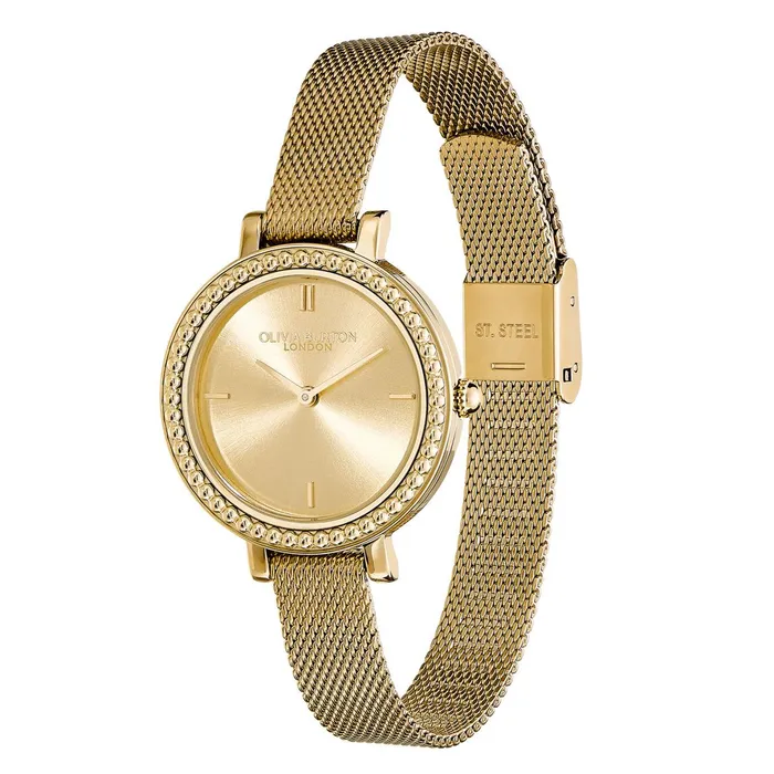 Olivia Burton Classic Watches Women 30mm Vintage Bead Gold Mesh Watch