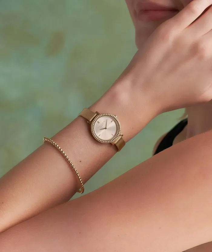 Olivia Burton Classic Watches Women 30mm Vintage Bead Gold Mesh Watch