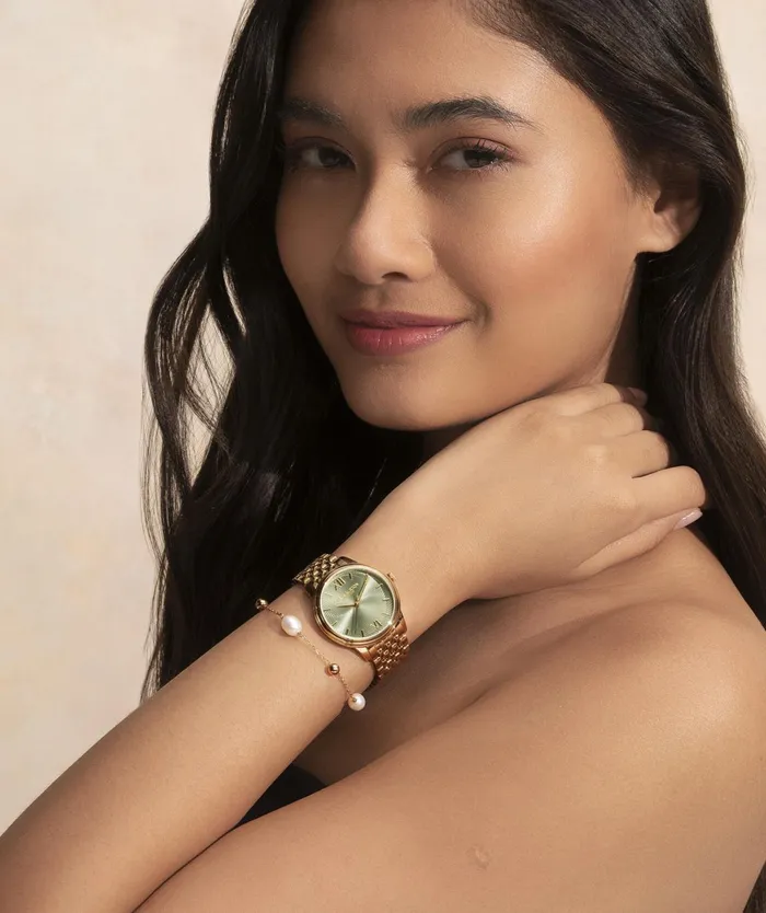 Olivia Burton Classic Watches Women 32mm Swirl Sage Green and Gold Bracelet Watch