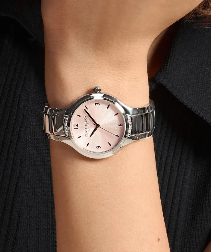 Olivia Burton Classic Watches Women 34mm Lea Light Blush and Silver Bracelet Watch