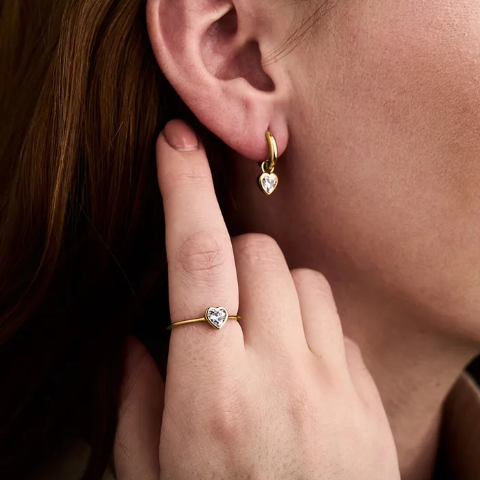 Olivia Burton Earrings Women Gold Heart Huggie Hoops
