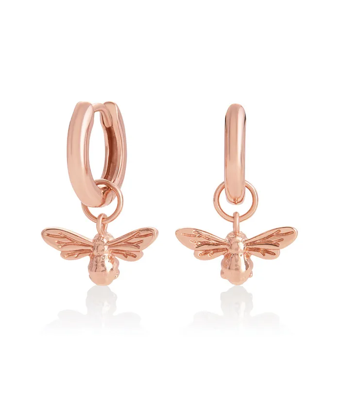Olivia Burton Earrings Women Rose Gold Bee Huggie Hoops