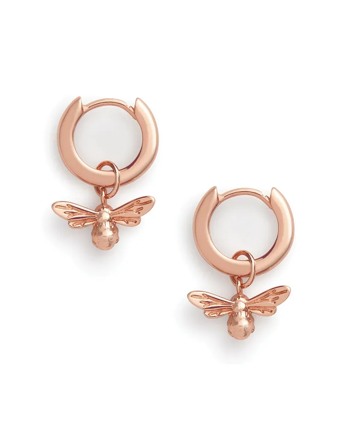 Olivia Burton Earrings Women Rose Gold Bee Huggie Hoops Olivia Burton Earrings Women Rose Gold Bee Huggie Hoops