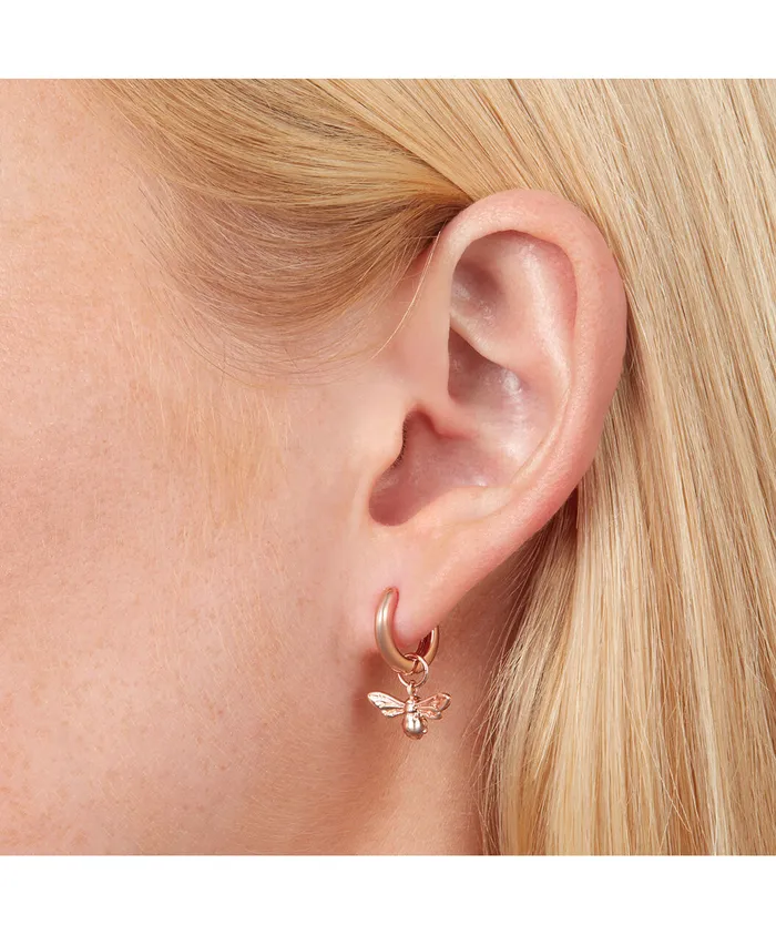 Olivia Burton Earrings Women Rose Gold Bee Huggie Hoops Olivia Burton Earrings Women Rose Gold Bee Huggie Hoops