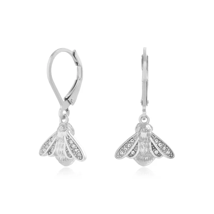 Olivia Burton Earrings Women Silver Bee Lever Back Hoops