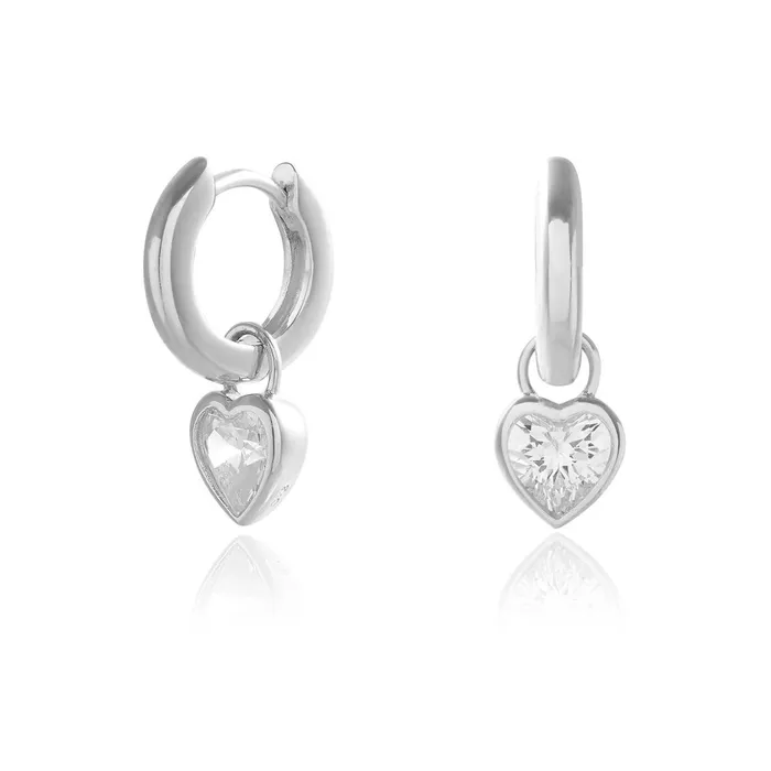 Olivia Burton Earrings Women Silver Heart Huggie Hoops