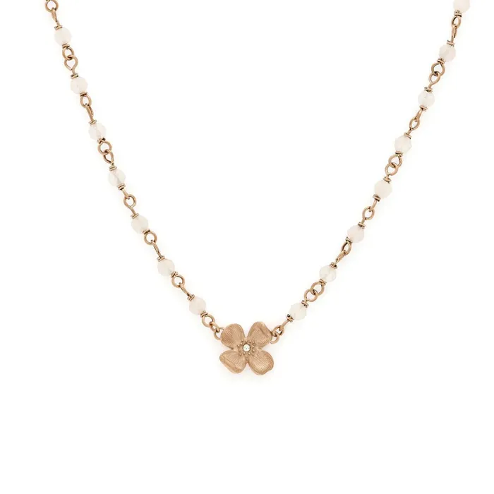 Olivia Burton Necklaces Women Dogwood Rose Gold Plated Beaded Charm Necklace