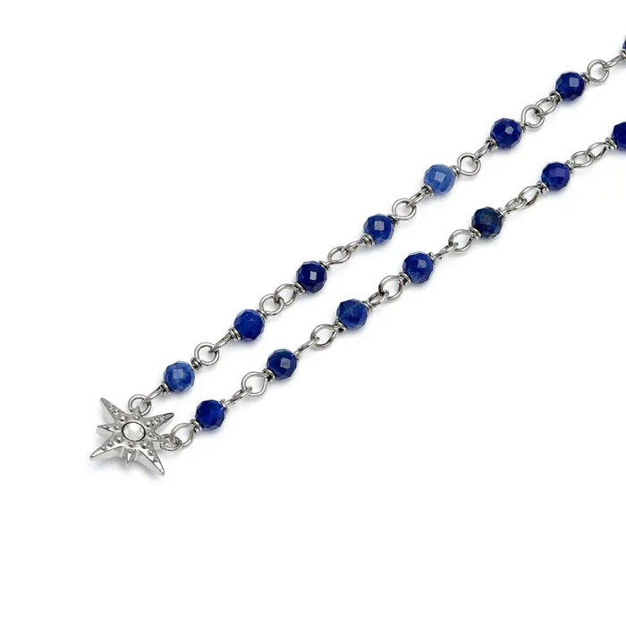 Olivia Burton Necklaces Women North Star Blue and Silver Tone Beaded Charm Necklace