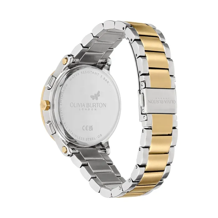 Olivia Burton Sports Luxe Watches Women 38mm MultiFunction Metallic White and Two Tone Bracelet Watch