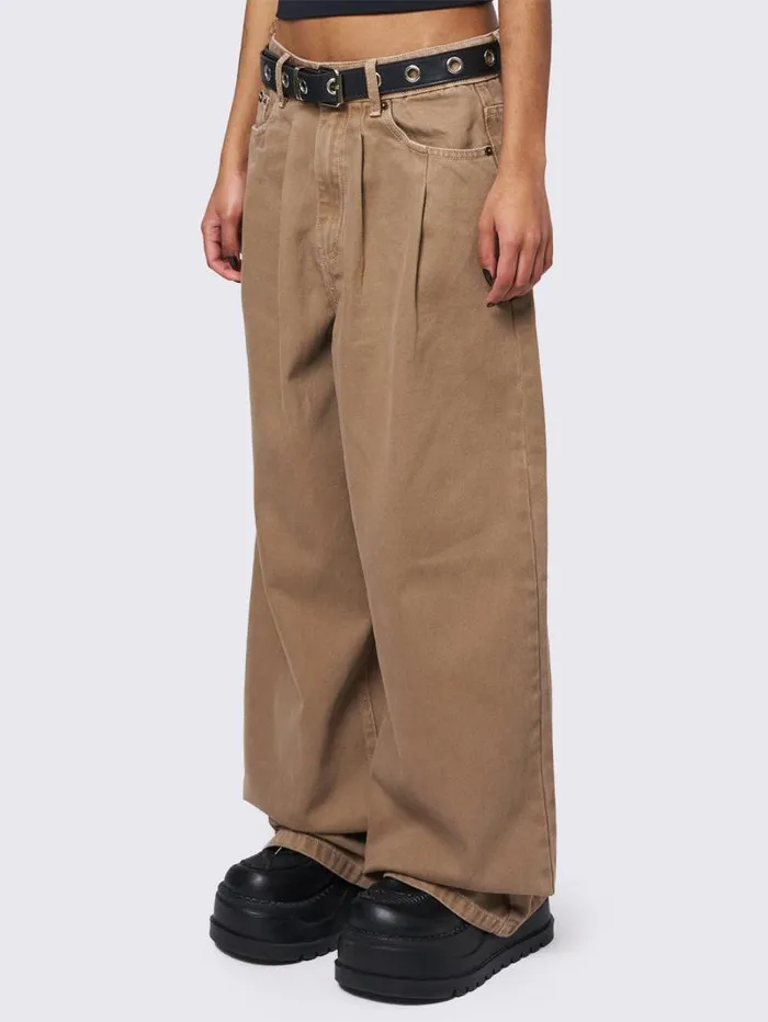 Ollie Beige Baggy Pants Women Minga London Bottoms