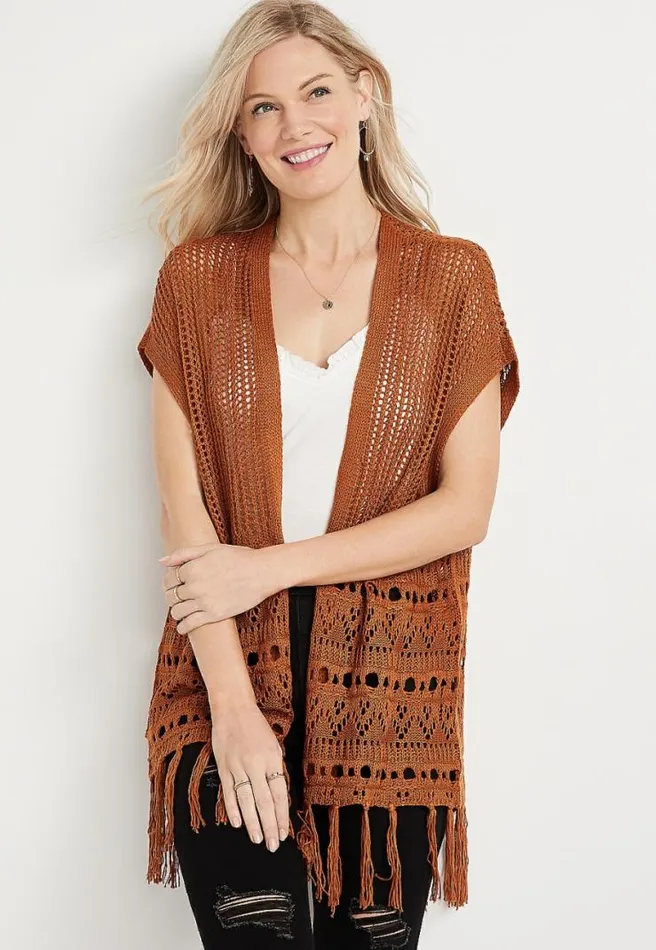 Open Stitch Fringe Cardigan Women Maurices Tops
