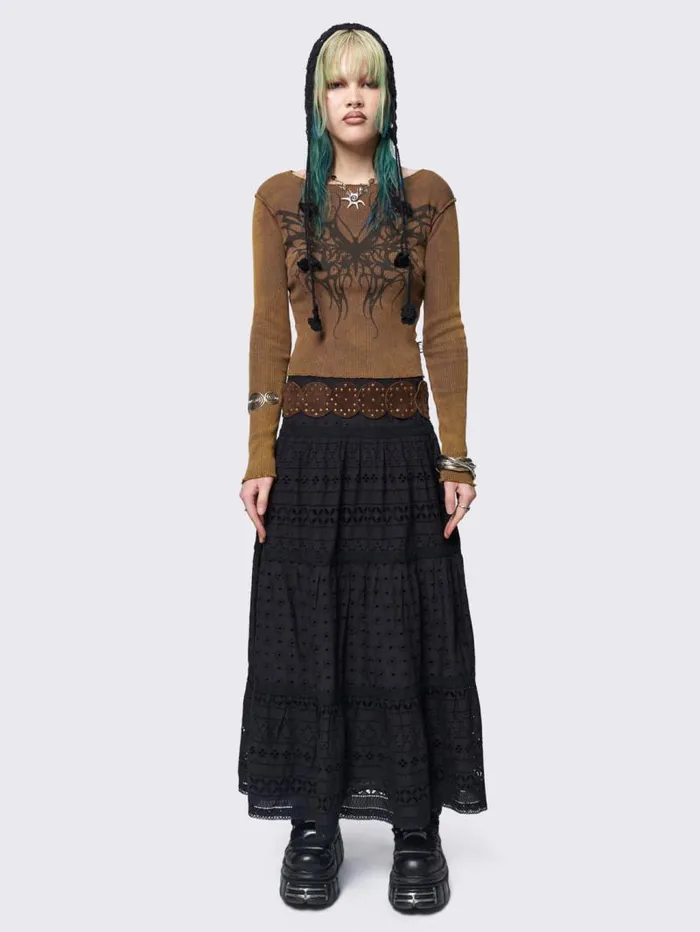 Ophelia Black Maxi Skirt Women Minga London Bottoms
