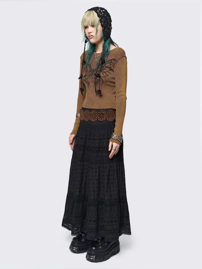 Ophelia Black Maxi Skirt Women Minga London Bottoms