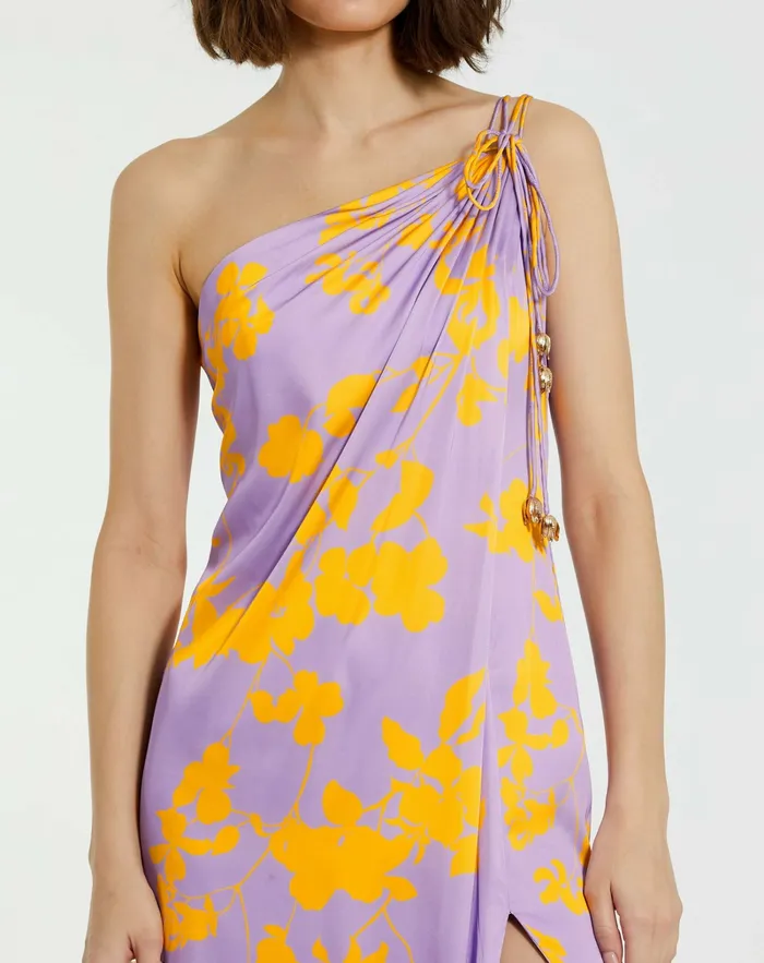 Orchid Floral Printed Charmeuse One Shoulder Maxi Dress With Slit 8211 FI Orchid Multi Every Day Dresses Mac Duggal Women