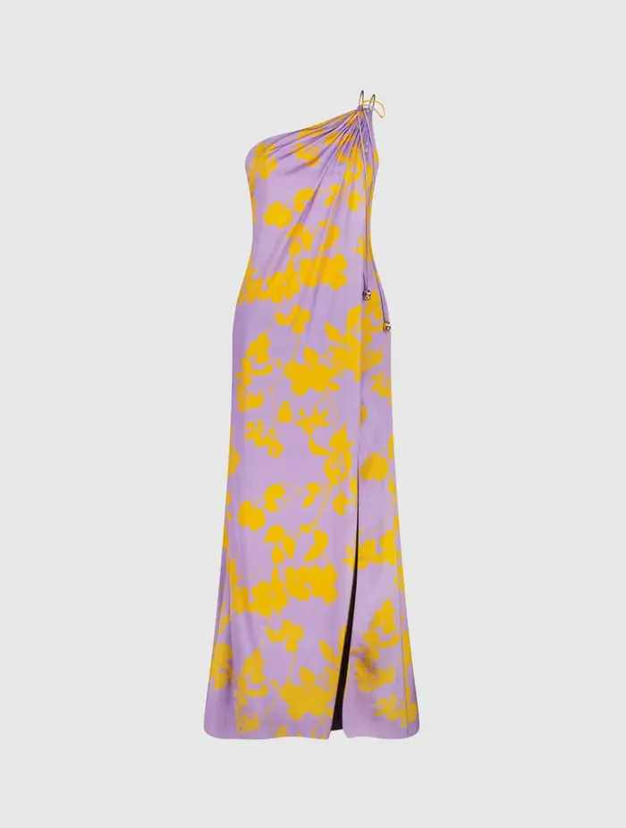 Orchid Floral Printed Charmeuse One Shoulder Maxi Dress With Slit 8211 FI Orchid Multi Every Day Dresses Mac Duggal Women