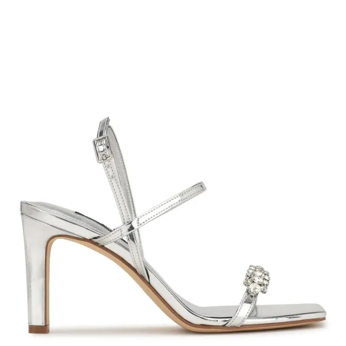 Oreece Heeled Slingback Sandals Silver Women Nine West Sandals