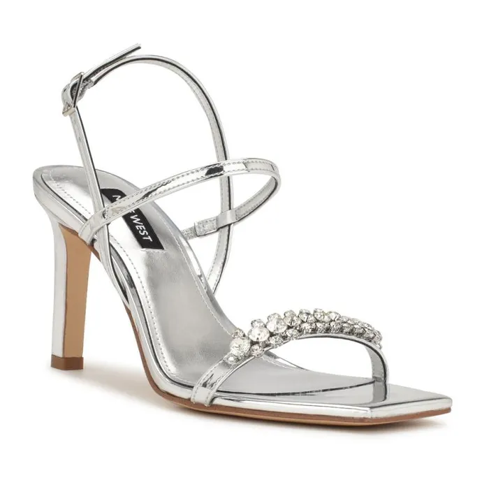 Oreece Heeled Slingback Sandals Silver Women Nine West Sandals