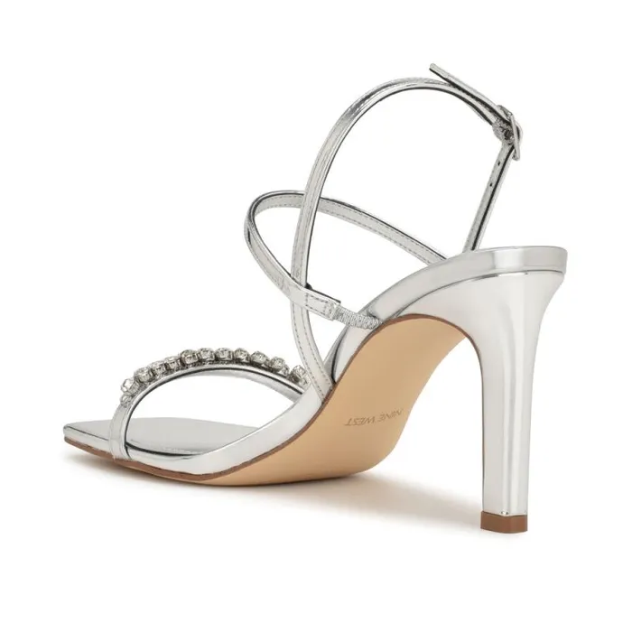 Oreece Heeled Slingback Sandals Silver Women Nine West Sandals