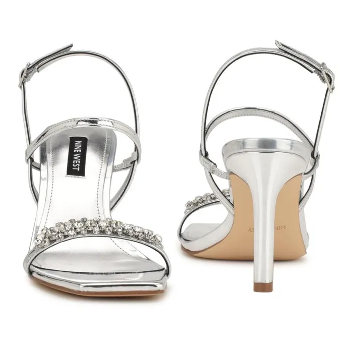 Oreece Heeled Slingback Sandals Silver Women Nine West Sandals