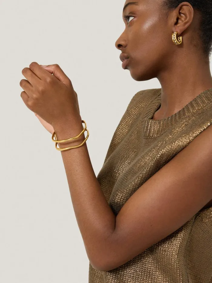 Organic Wave Bangle Gold Women Jigsaw Party
