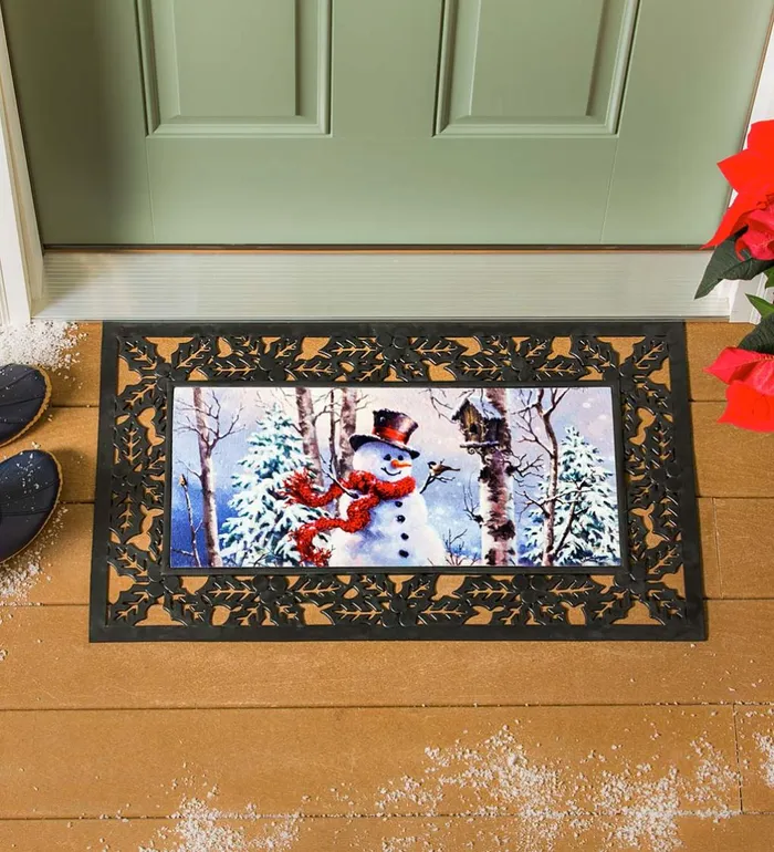 Outdoor Living Birch Forest Snowman Sassafras Switch Mat Plow and Hearth Doormats and Boot Trays